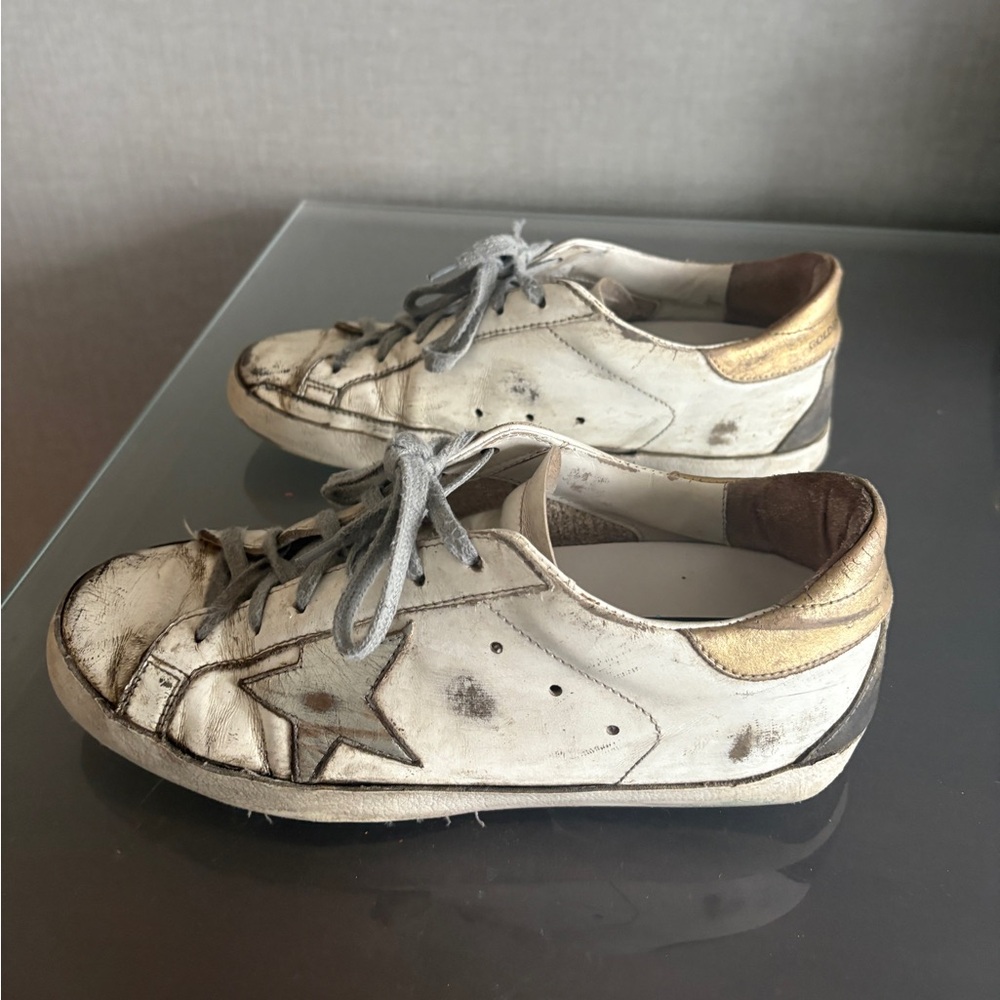 Golden Goose Superstar sneakers silver and gold